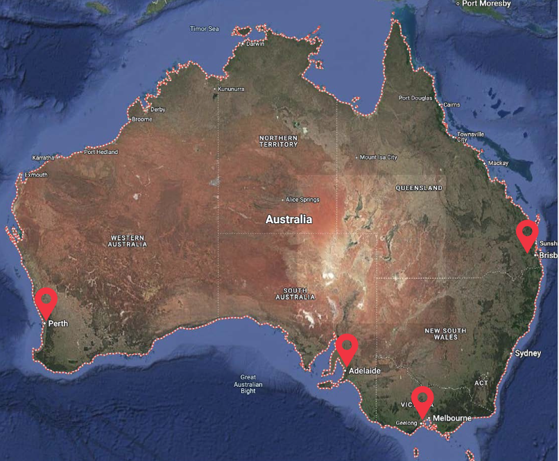 pins of Laser 3D business across Australia